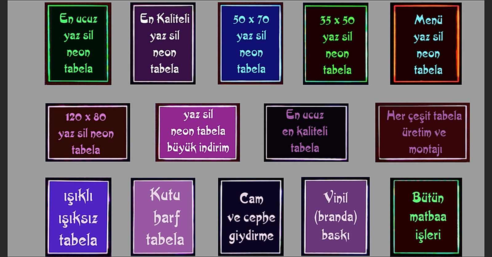 yaz sil neon tabela